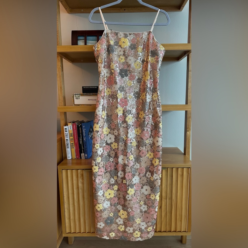Floral Sequin Square-Neck Maxi Dress - Medium size - Picture 4 of 7